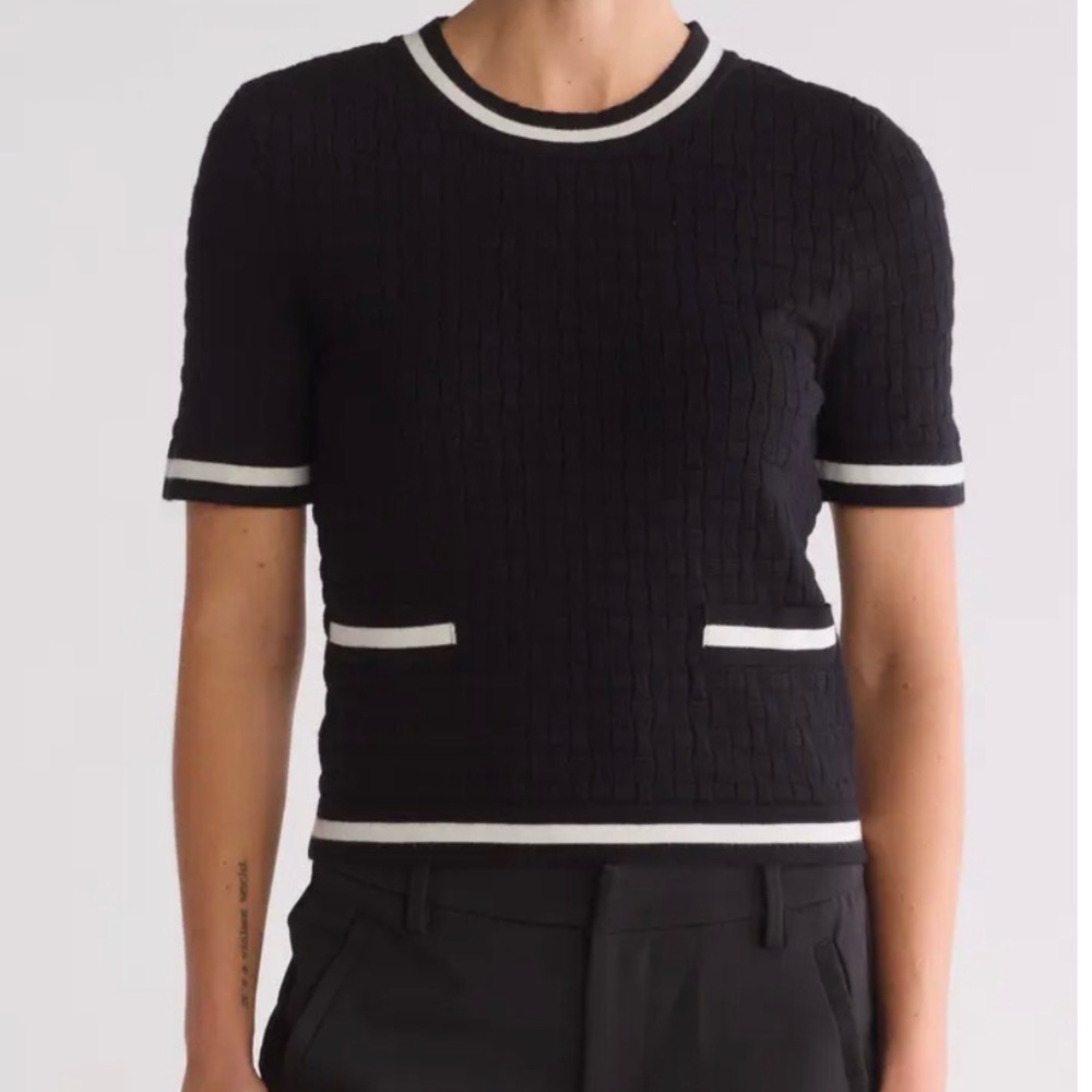 Ellen Tracy Textured Black Blouse
